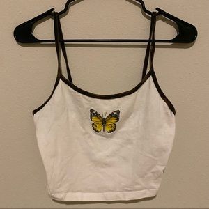 UO Truly Madly Deeply Bleached Butterfly Crop Top